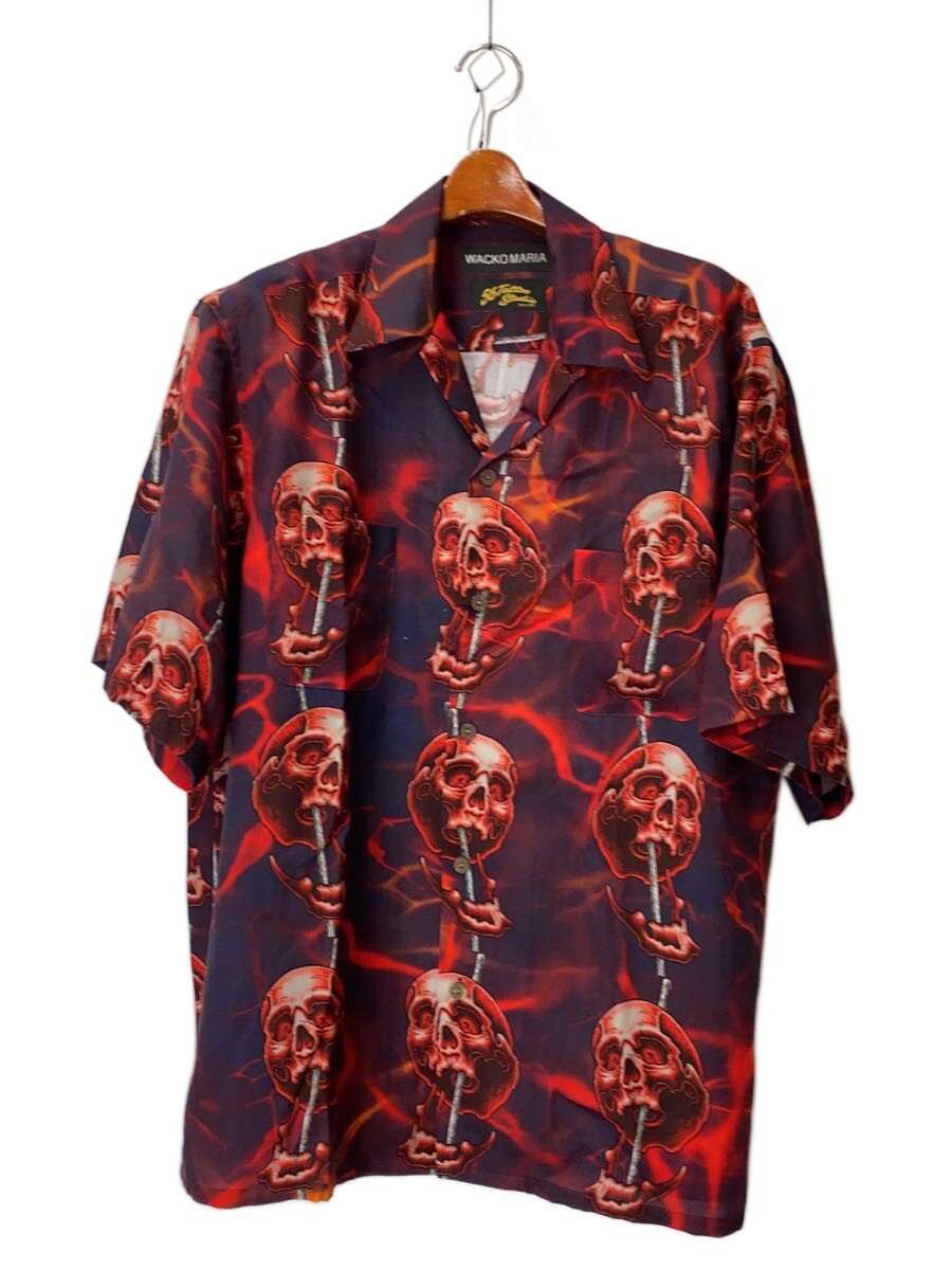 【中古】WACKO MARIA◆×55TATOO/ハワイアン プルオーバー(米国海軍)/アロハシャツ/L/--/RED/総柄【メンズウェア】