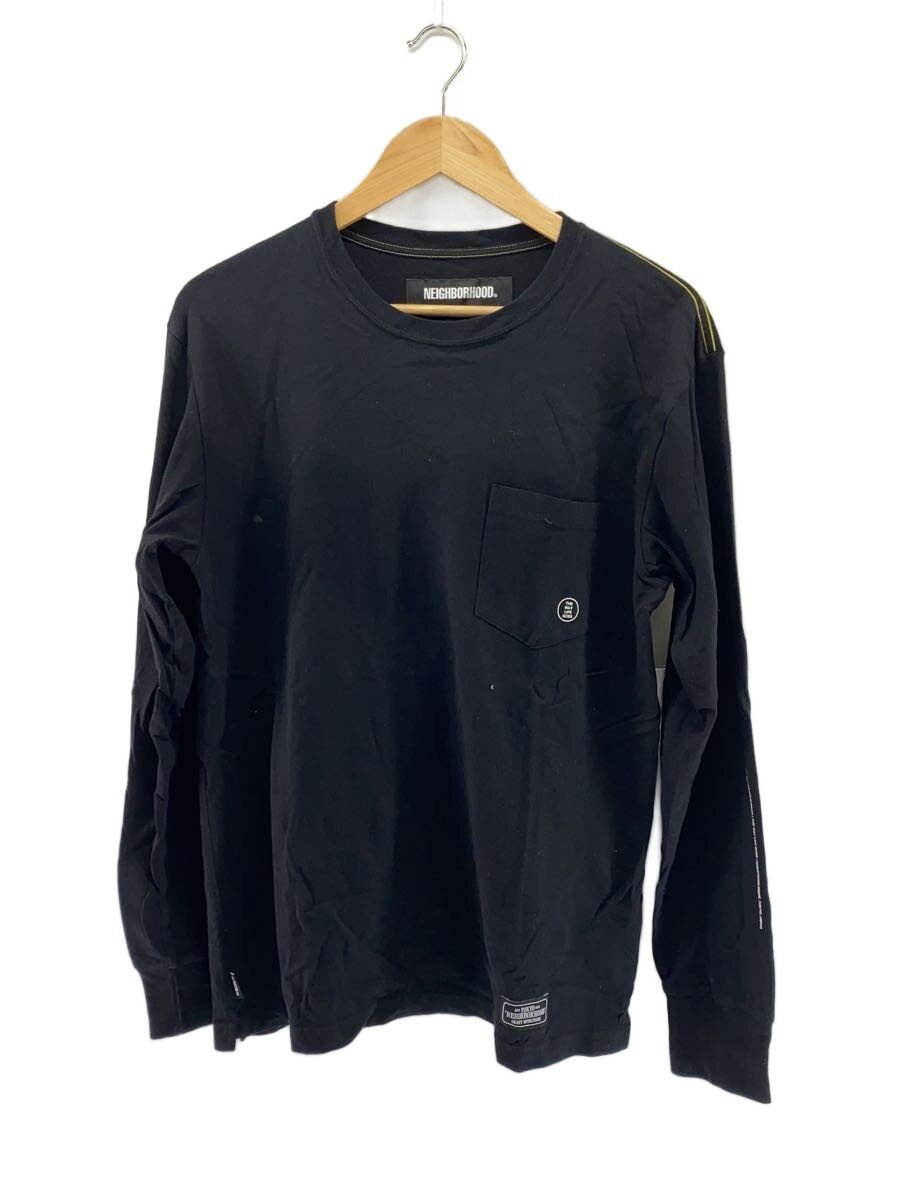 【中古】NEIGHBORHOOD◆長袖プルオーバー/M/綿織物/BLK/192ATNH-CSM【メンズウェア】