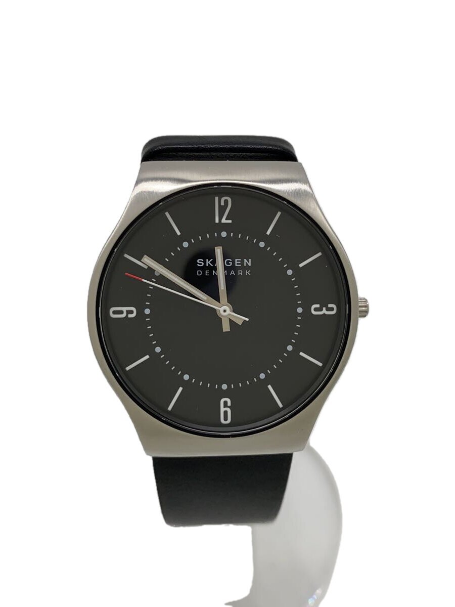 【中古】SKAGEN◆石英ウオッチ/アナログ/なめし革/BLK/BLK/SKW6833【服飾雑貨他】