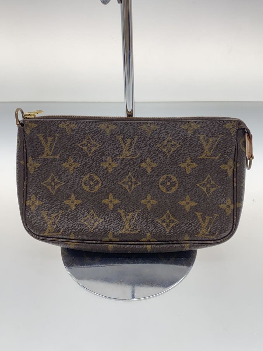 【中古】LOUIS VUITTON◆1)ポシェット・アクセソワール_モノグラム・帆布/PVC/BRW/総柄【御徒面子】