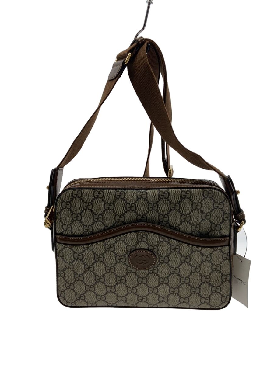 【中古】GUCCI◆ショルダーバッグ_インターロッキングG_GGスプリーム/PVC/BRW/総柄【御徒面子】