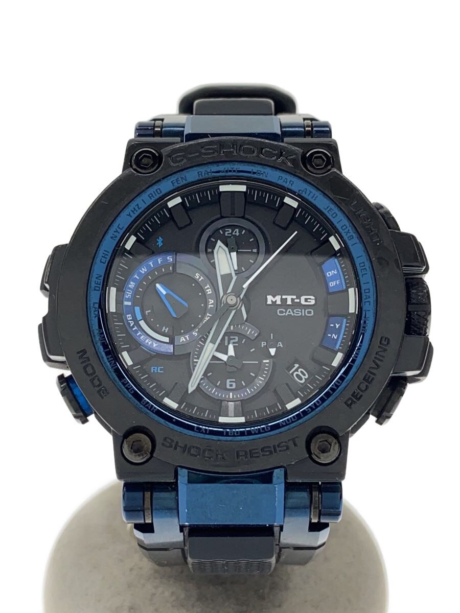 【中古】CASIO◆ソーラーウオッチ・G-SHOCK/アナログ/BLU/BLK【服飾雑貨他】