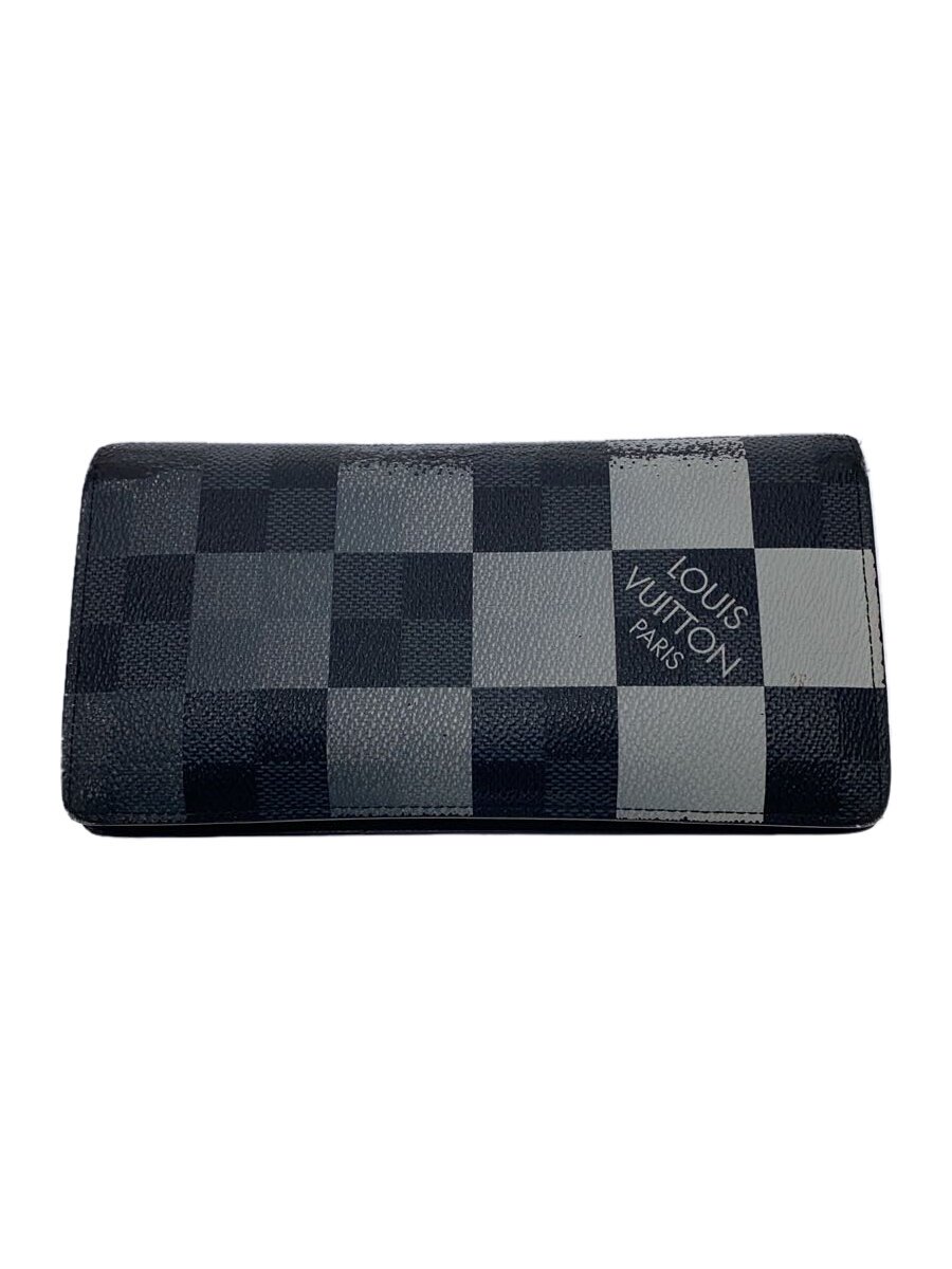 【中古】LOUIS VUITTON◆ポルト・フォイユ・ブラザNM_ダミエ・グラフィット・ジャイアント_ハチ公/--/GRY/チェック/レディ//【服飾雑貨他】