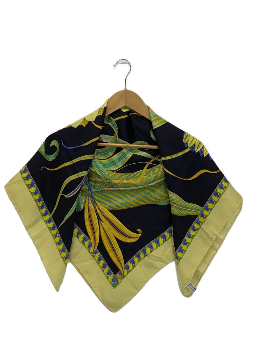 【中古】Salvatore Ferragamo◆えり巻き/地絹/YLW/花柄/レディース【服飾雑貨他】