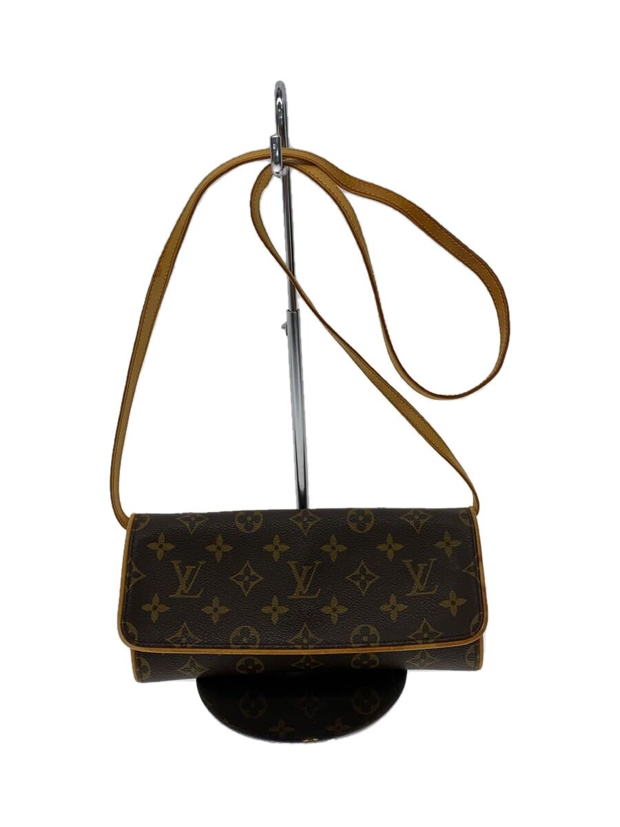 【中古】LOUIS VUITTON◆ポシェット・ツインGM_モノグラム・帆布_BRW/PVC/BRW【御徒面子】