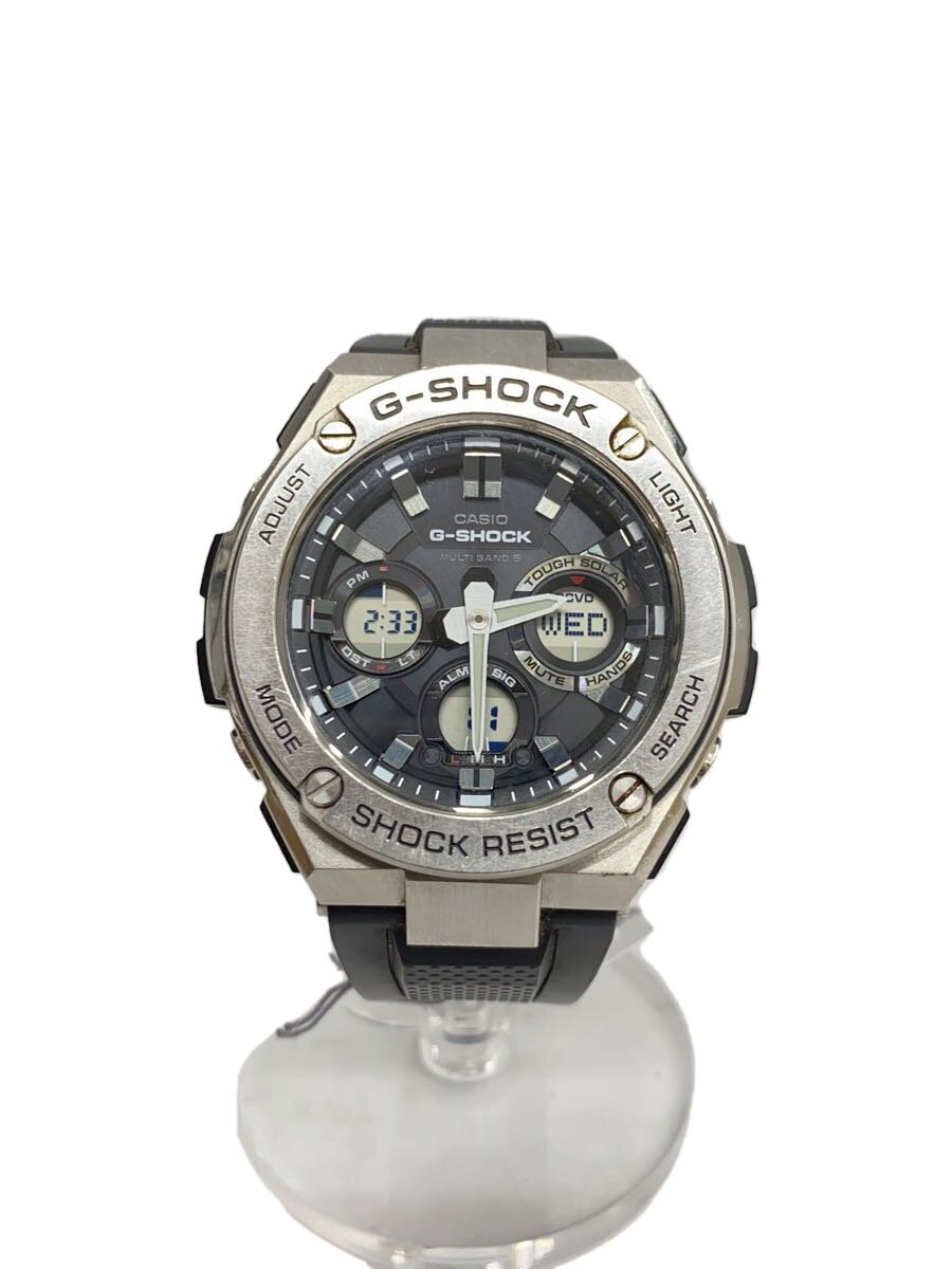 【中古】CASIO◆ソーラーウオッチ・G-SHOCK/デジアナ/SLV/BLK【服飾雑貨他】