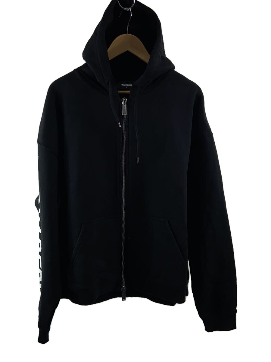 【中古】DSQUARED2◆D2 Zip Herca Hoodie/23SSジップパーカー/L/綿織物/BLK/S74HG0139【メンズウェア】