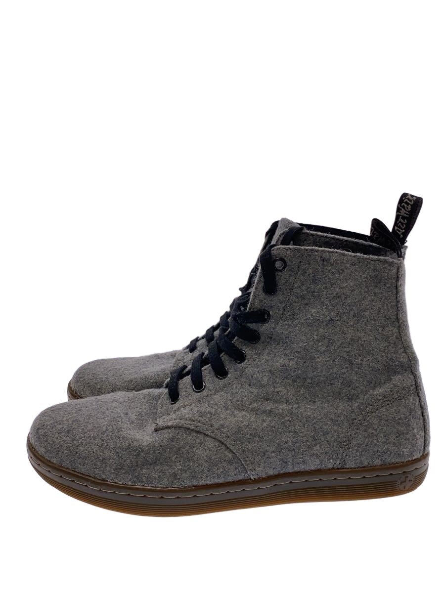 【中古】Dr.Martens◆レースアップブーツ/UK9/GRY/羊毛【シューズ】