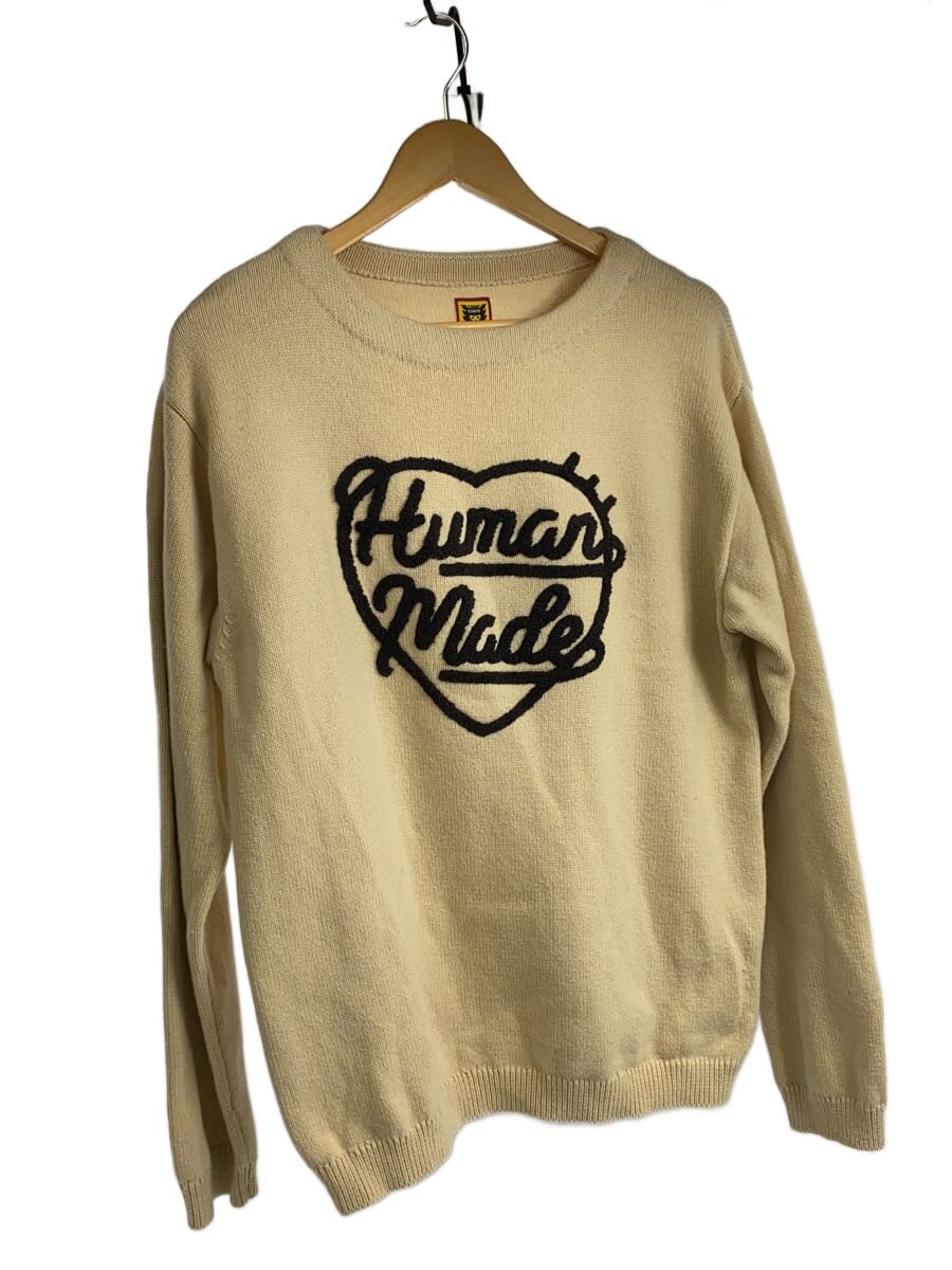 【中古】HUMAN MADE◆24AW/編み物・スウェーター(朦々たる)/M/綿織物/CRM/HM28CS018【メンズウェア】