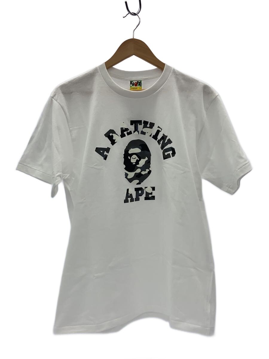 【中古】A BATHING APE◆CITY CAMO COLLEGE TEE/プルオーバー/L/綿織物/WHT/001電話機801026M【メンズウェア】