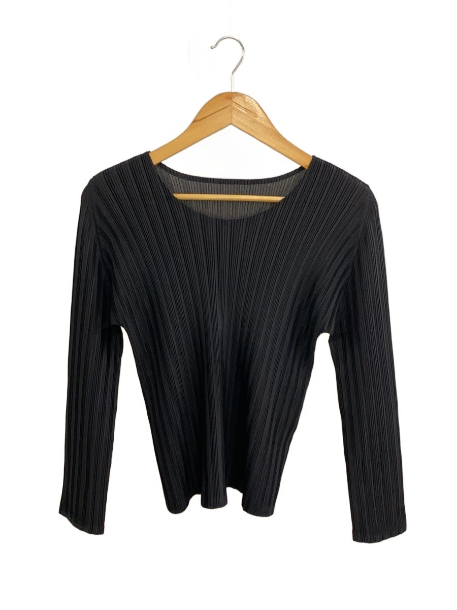 【中古】PLEATS PLEASE ISSEY MIYAKE◆筋目長袖カットソー/3/ポリエステル/BLK/FK111【レディースお召しもの】