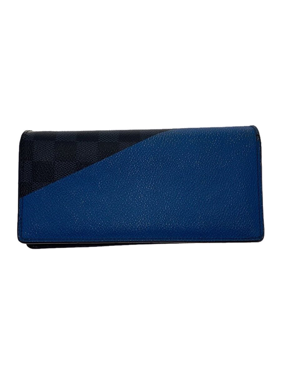 【中古】LOUIS VUITTON◆ポルト・フォイユ・ブラザ_ダミエ・コバルト_アメリカズカップ_NVY/PVC/NVY/レディース【服飾雑貨他】