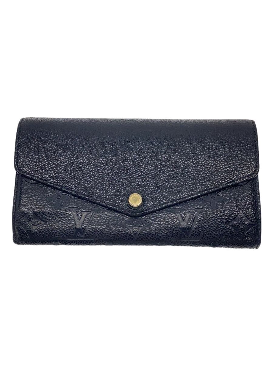 【中古】LOUIS VUITTON◆ポルト・フォイユ・サラ_モノグラム・アンプラント_BLK/レザー/BLK/無地/メンズ【服飾雑貨他】