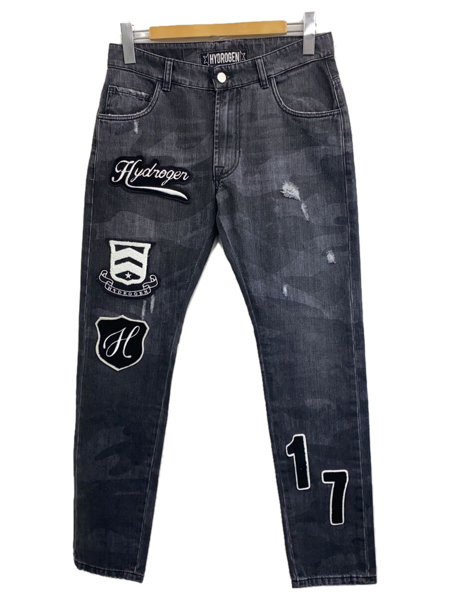 【中古】HYDROGEN◆紋章付き添い人不都合製作スキニーパンツ/30/綿織物/GRY/210-33571008【メンズウェア】