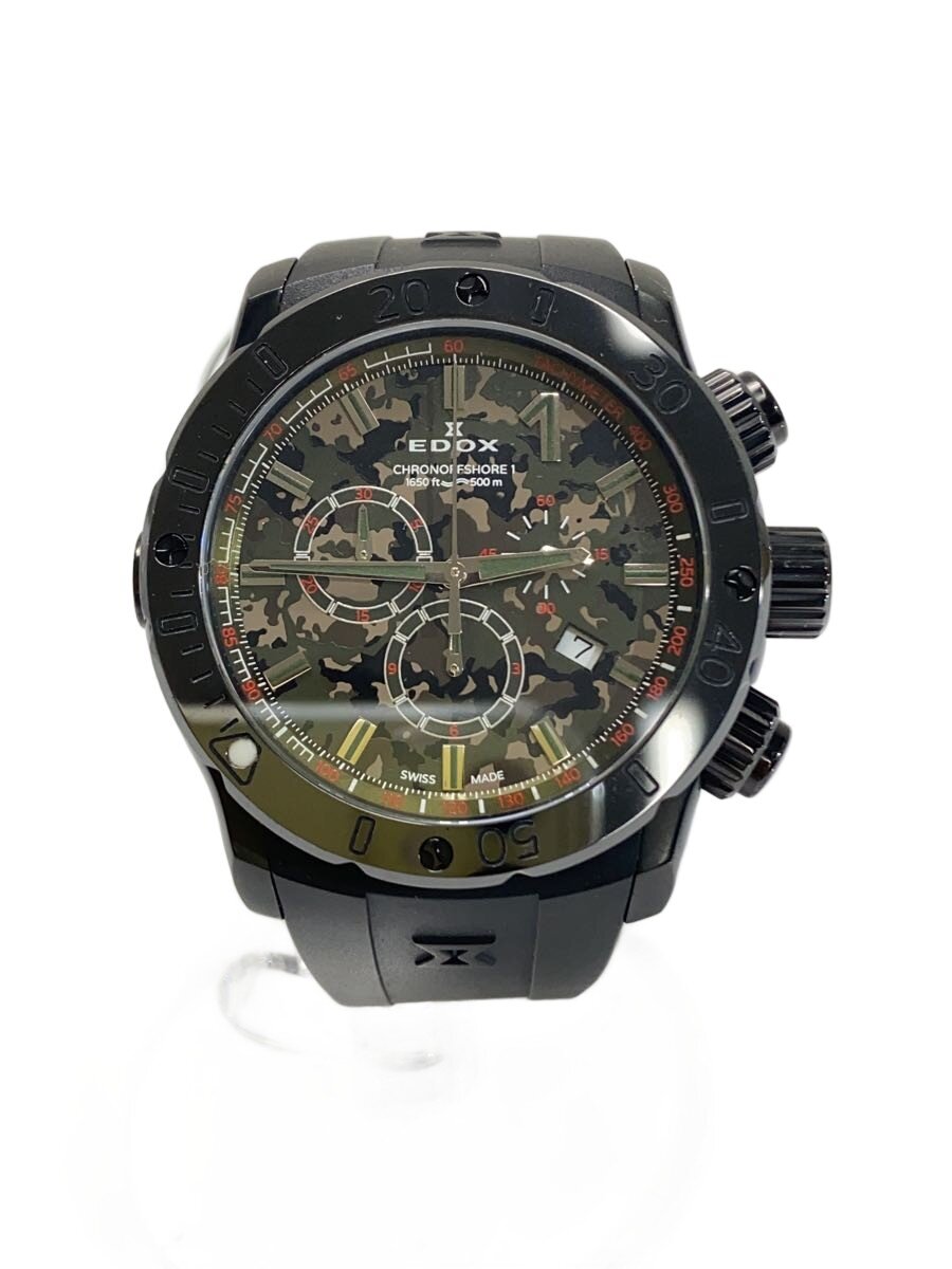 【中古】EDOX◆クォーツ腕時計/アナログ/ラバー/KHK/BLK/SS/10221【服飾雑貨他】｜2ｎｄ STREET 店
