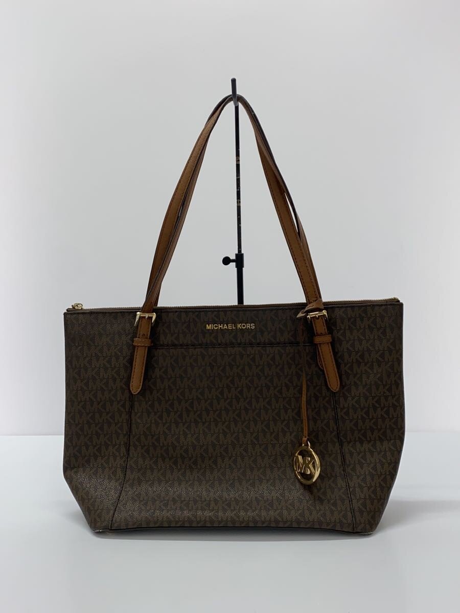 【中古】MICHAEL KORS◆ハンドバック/なめし革/BRW/総柄/35F8GC6T7B【御徒面子】