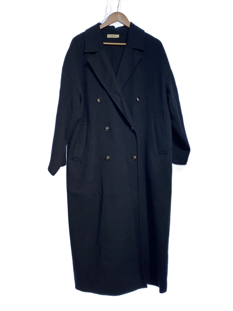 【中古】SACRA◆厚地の外套/38/羊毛/BLK/121500011/物質の状態思いめぐらす【レディース御召しもの】