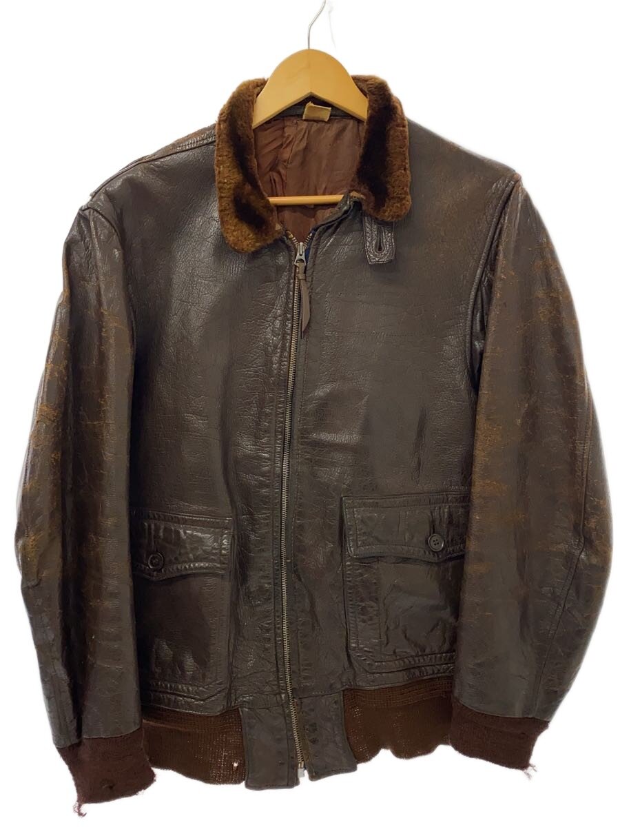 【中古】US.NAVY◆40s/50s/G-1/なめし革上衣・上衣/--/なめし革/BRW/無地【メンズウェア】