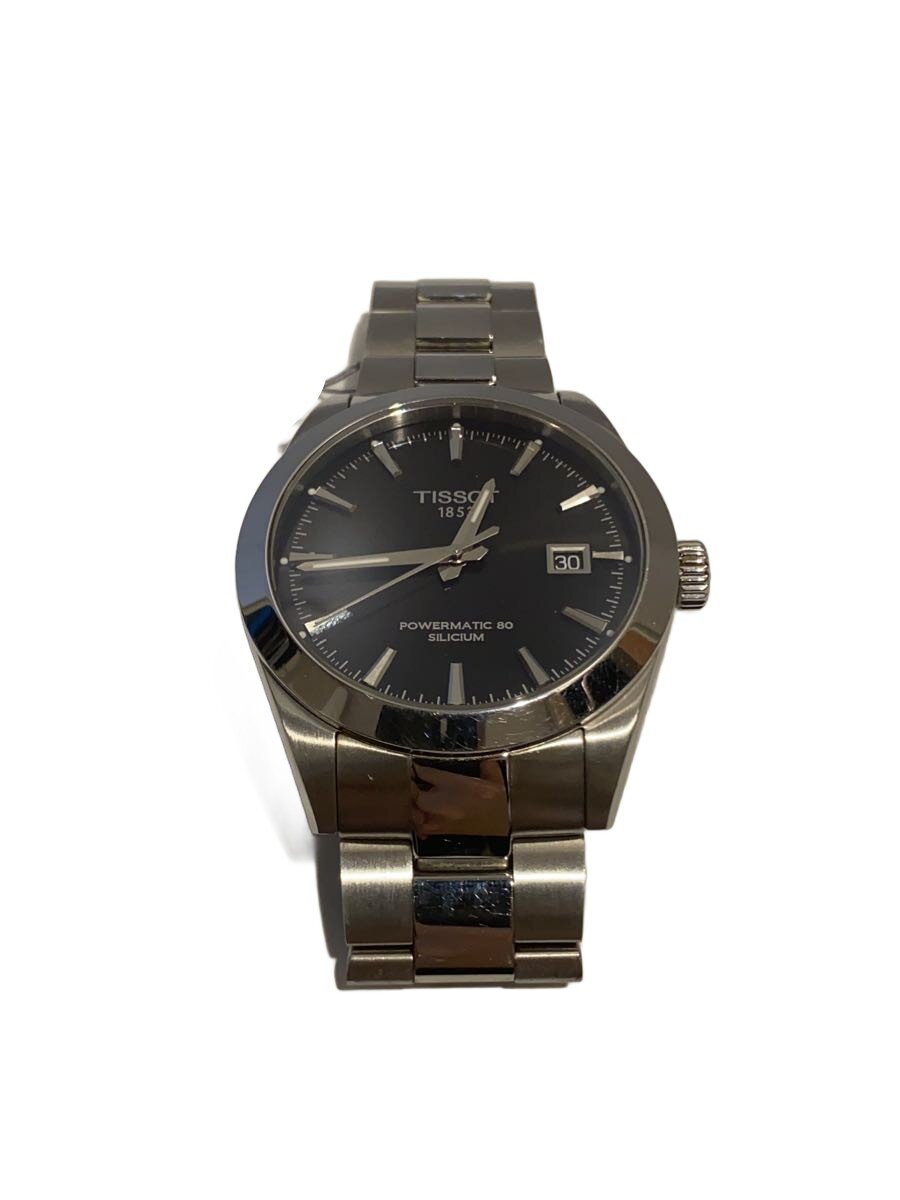 【中古】TISSOT◆自動小銃巻ウオッチ/アナログ/ステンレス鋼/BLK/SLV/T127407A【服飾雑貨他】
