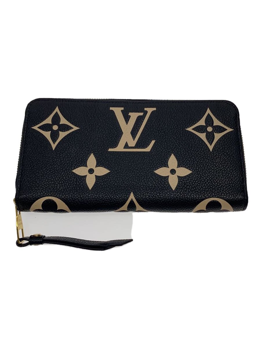【中古】LOUIS VUITTON◆ジッピー・ウォレット_モノグラム・アンプラント_BLK/レザー/BLK/レディース【服飾雑貨他】