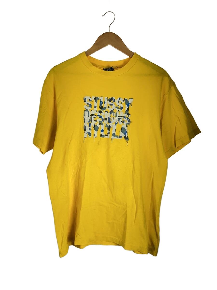 【中古】STUSSY◆USA製/90s/シングル編み目/プルオーバー/L/綿織物/YLW//【メンズウェア】