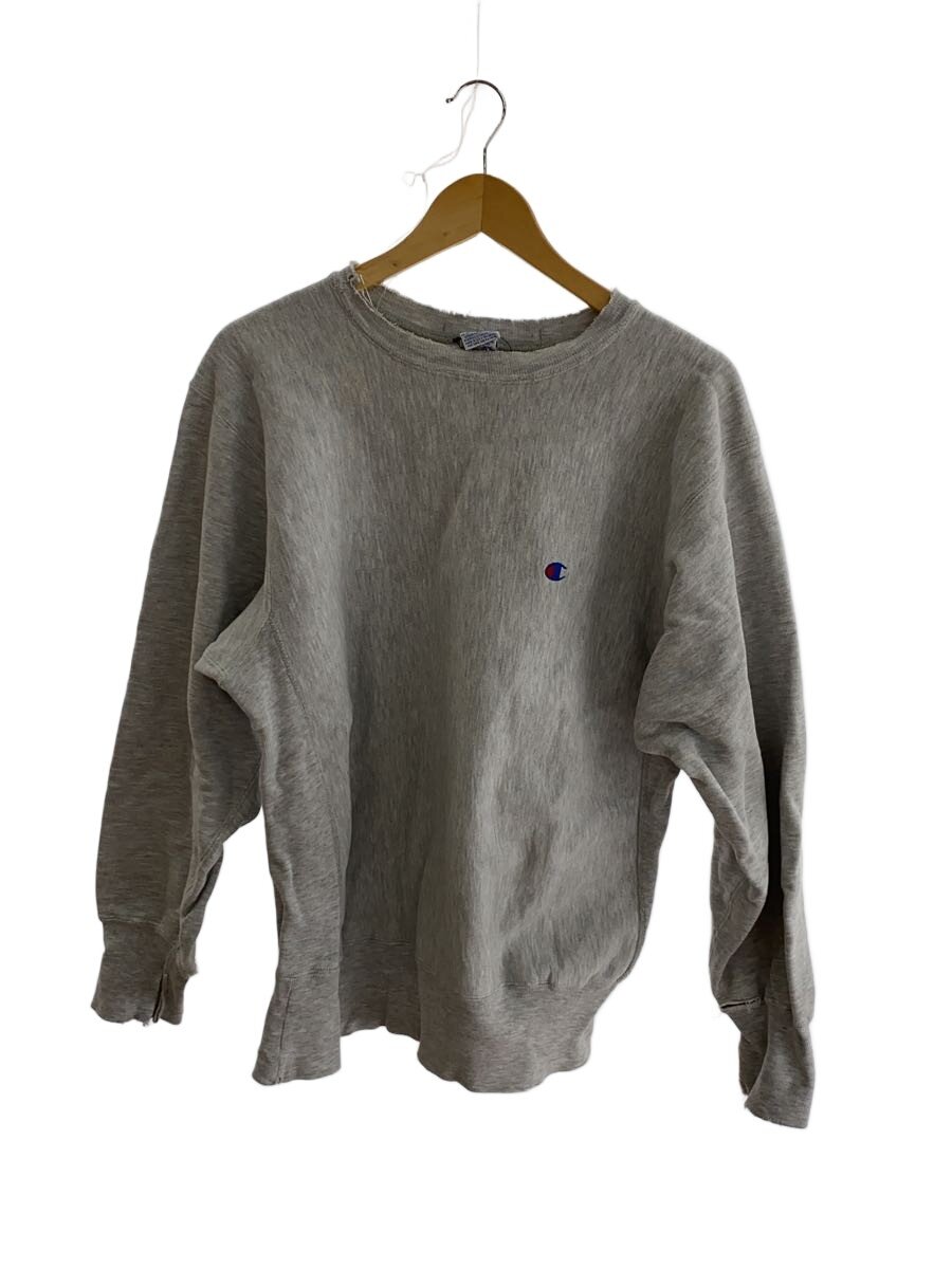 【中古】Champion◆90s/リバースウィーブ/汗水/L/綿織物/GRY【メンズウェア】