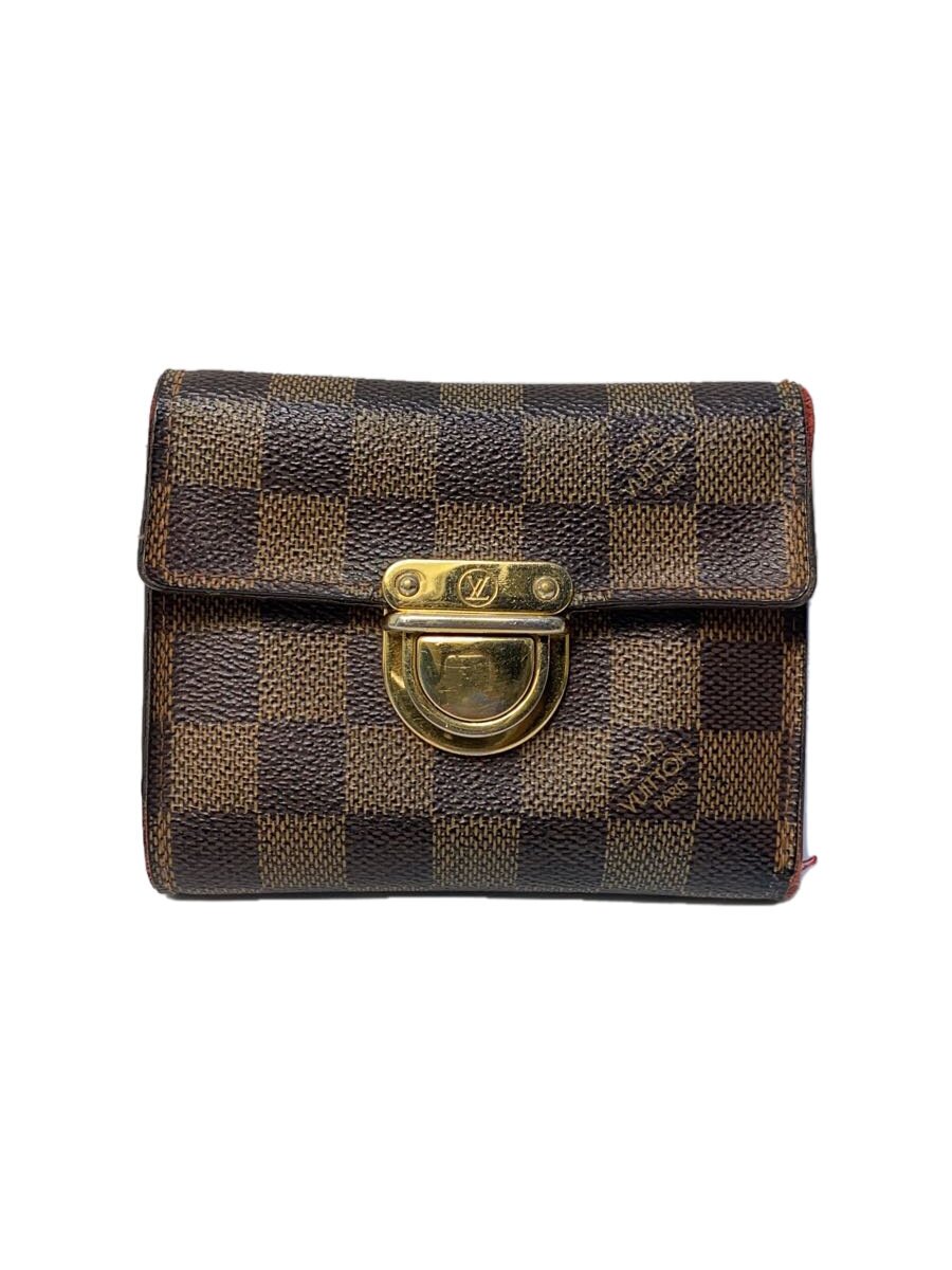 【中古】LOUIS VUITTON◆ポルト・モネ・コアラ_ダミエ・エベヌ_BRW/PVC/BRW/レディース【服飾雑貨他】