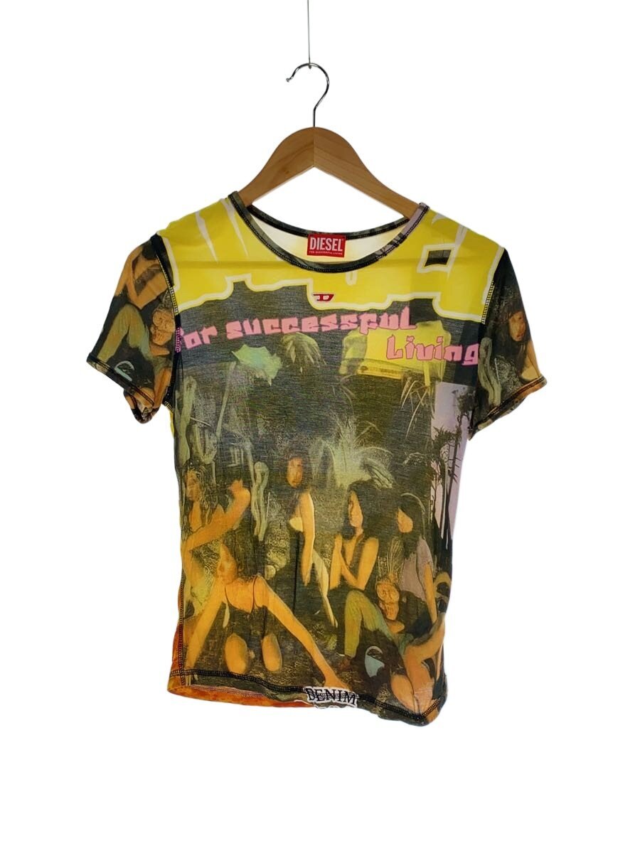 【中古】DIESEL◆Viscose T-Shirt With Poster Print/L/人絹/マルチ色合い/総柄/A14736//【レディース御召しもの】