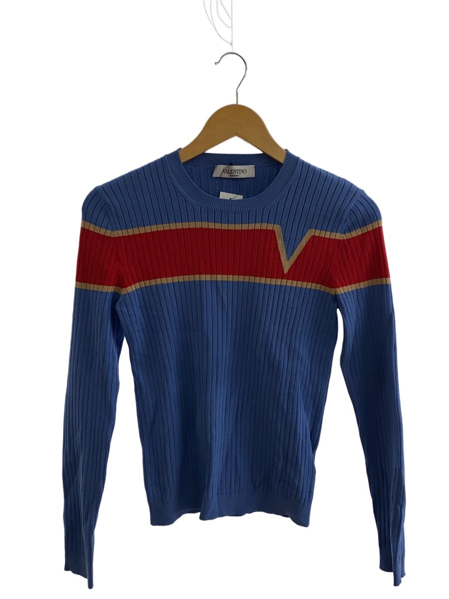 【中古】VALENTINO◆編み物・スウェーター(薄っぺら)/L/人絹/青色/赤いこと/0000023571 01【レディースお召しもの】