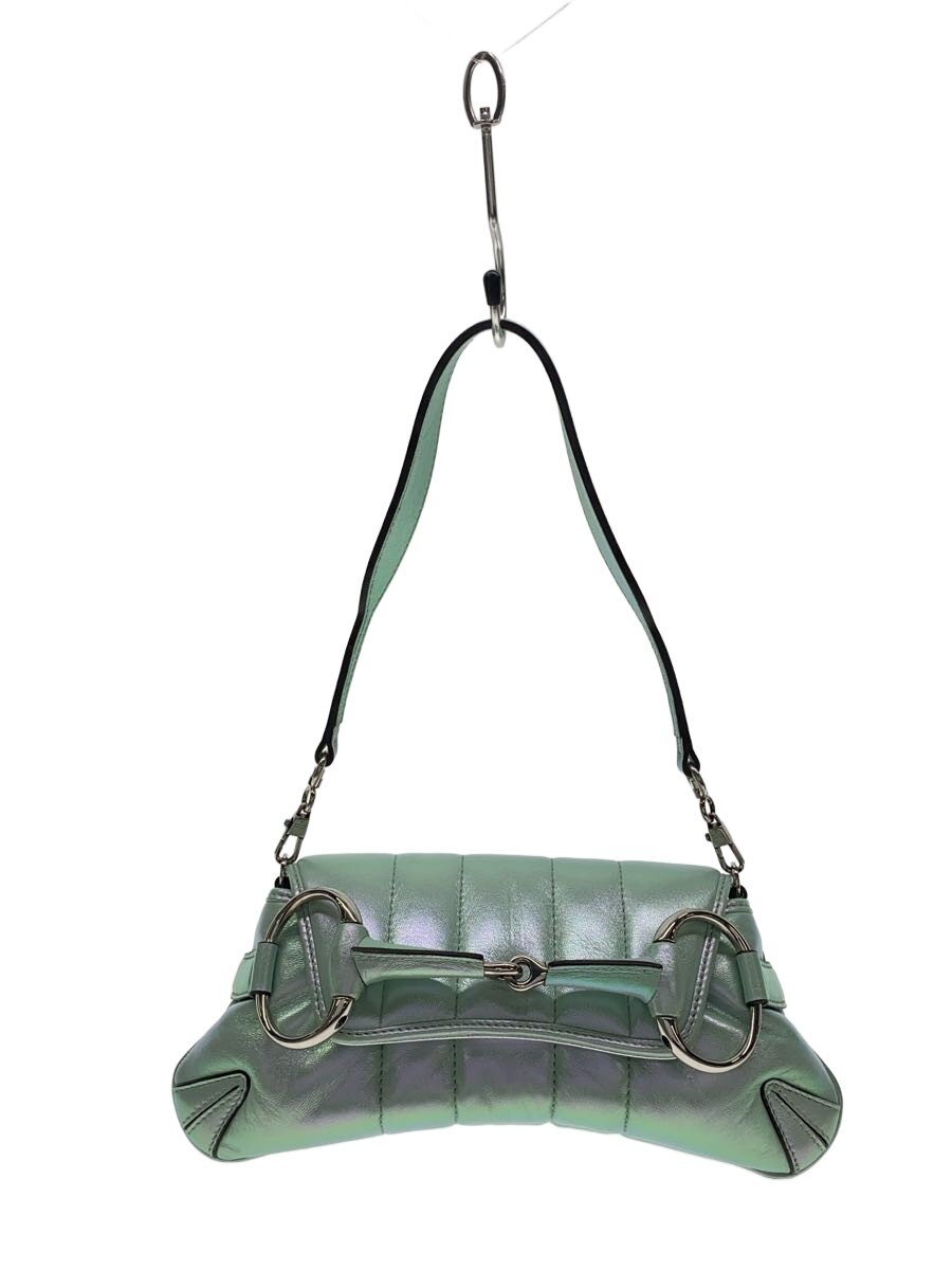【中古】GUCCI◆ハンドバック/なめし革/GRN/無地//【御徒面子】