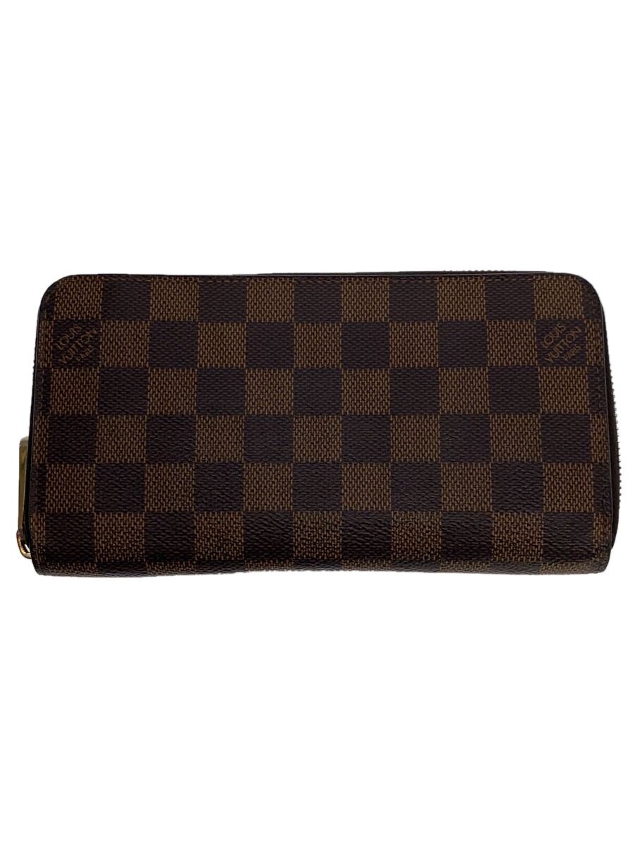 【中古】LOUIS VUITTON◆1)ジッピー・ウォレット_ダミエ・エベヌ_BRW/PVC/BRW/チェック/メンズ【服飾雑貨他】