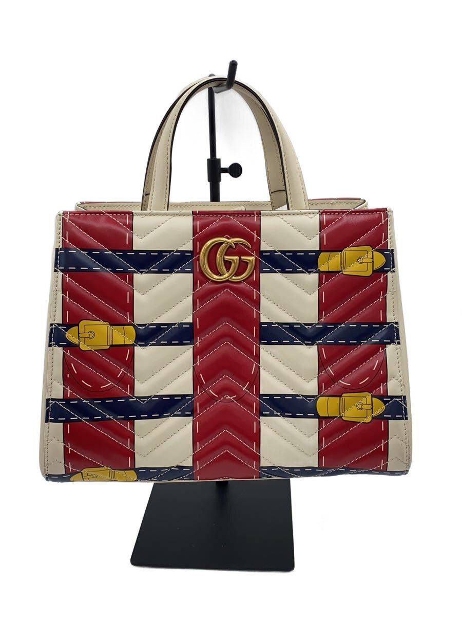 【中古】GUCCI◆ハンドバッグ/レザー/マルチカラー/448054/GGマーモントキルティング/ショルダー紐欠品【バッグ】|2nd STREET 店