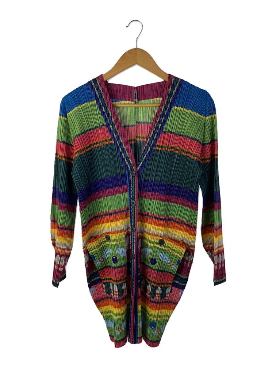 【中古】PLEATS PLEASE ISSEY MIYAKE◆ジレー(薄っぺら)/3/ポリエステル/マルチ色合い/総柄/PP73-J0653【レディースお召しもの】