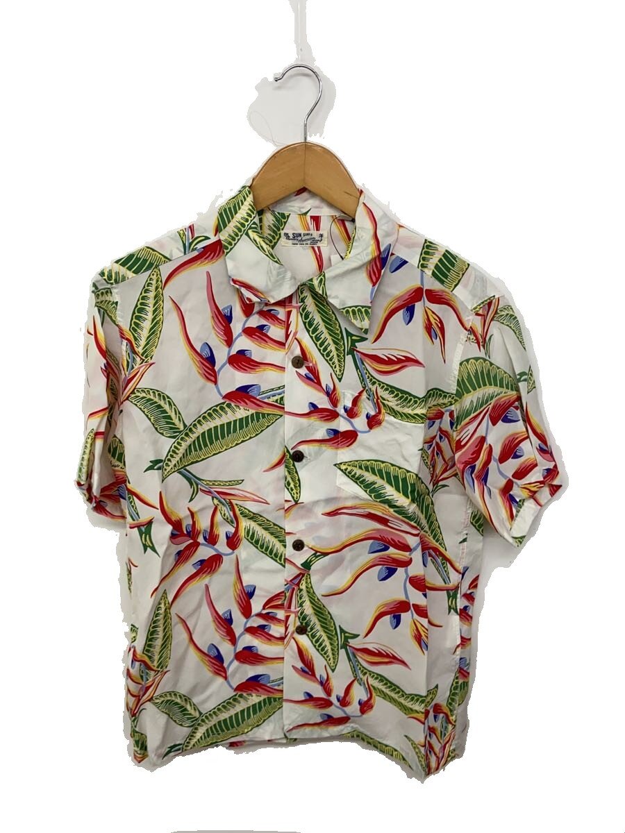 【中古】SUN SURF◆HANGING HELICONIA/アロハシャツ/S/人絹/WHT/総柄/SS37463【メンズウェア】