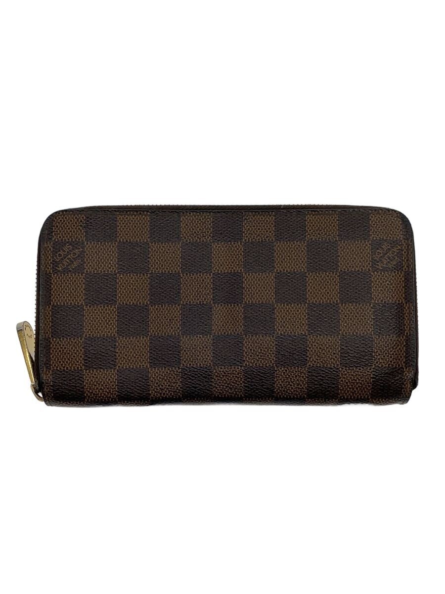 【中古】LOUIS VUITTON◆1)ジッピー・ウォレット_ダミエ・エベヌ/PVC/BRW/メンズ【服飾雑貨他】
