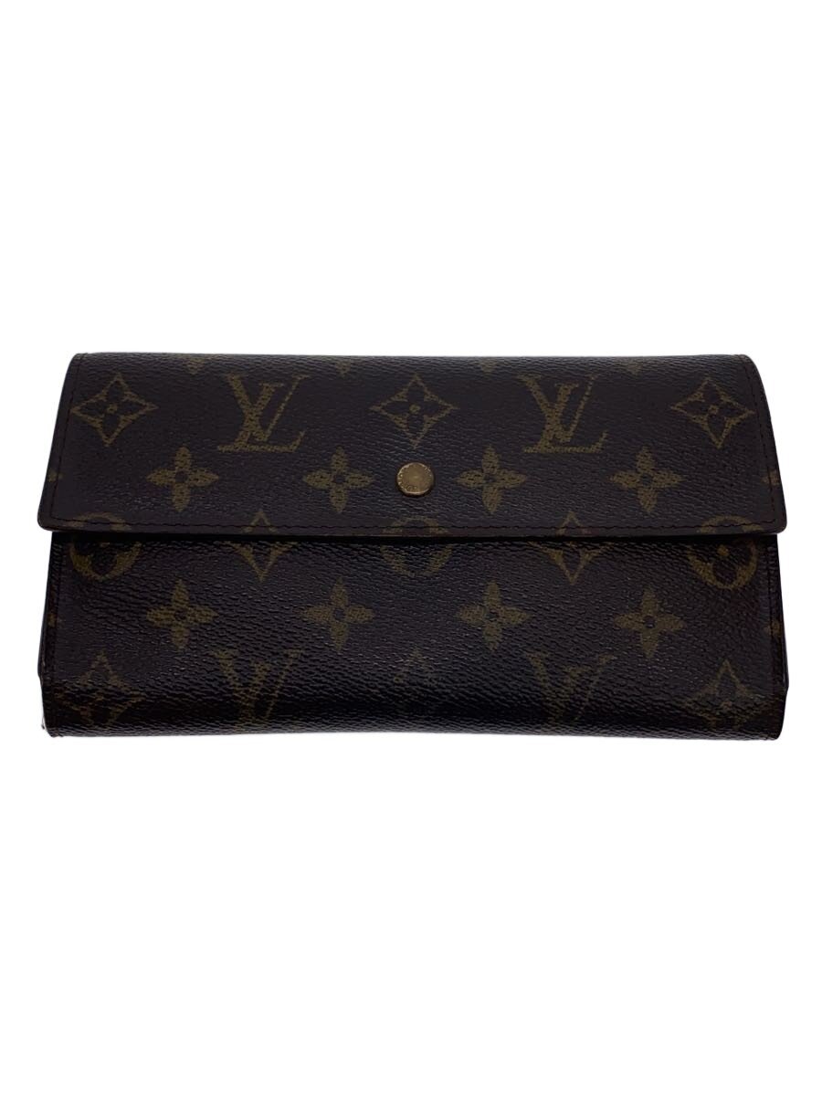 【中古】LOUIS VUITTON◆1)ポルト・トレゾール・インターナショナル_モノグラム・キャンバス/PVC/BRW/総柄/レディース【服飾雑貨他】