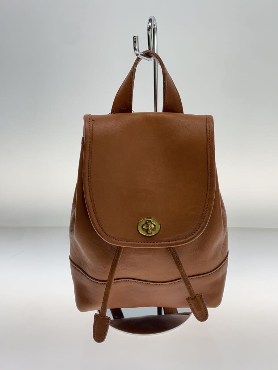 【中古】COACH◆ミニ背嚢/うしろ側容器に並べる/曲がること鍵を掛ける/ゴールド金具背嚢/なめし革/BRW/無地/d5c-9960【御徒面子】