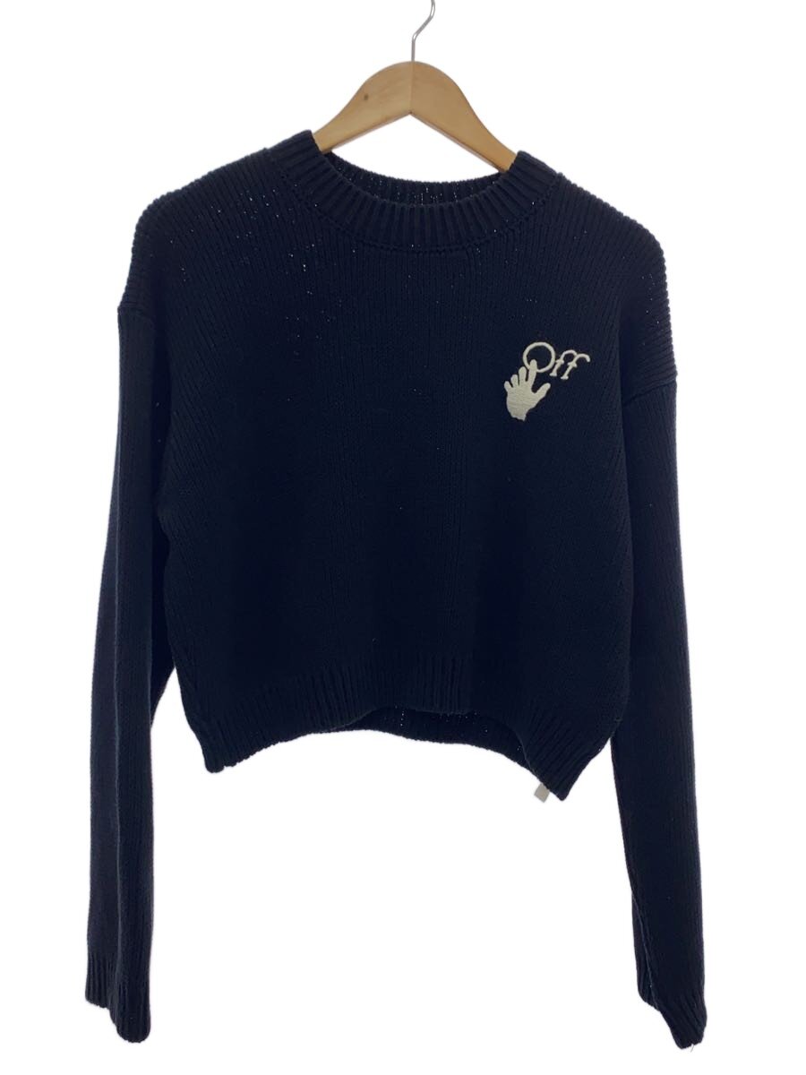 【中古】OFF-WHITE◆ロゴタイプ刺しゅうクロップドニット・セーター/38/綿織物/黒いこと/OWHE021S20KNI002【レディース御召しもの】