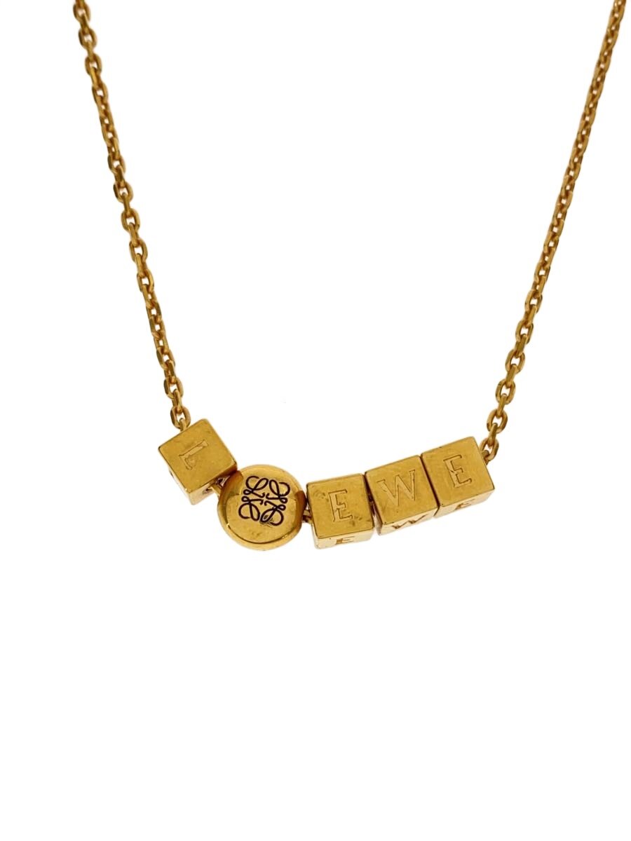 【中古】LOEWE◆首飾り/SV925/GLD/とっ始め有/レディース/ペブルキューブネックレス【服飾雑貨他】
