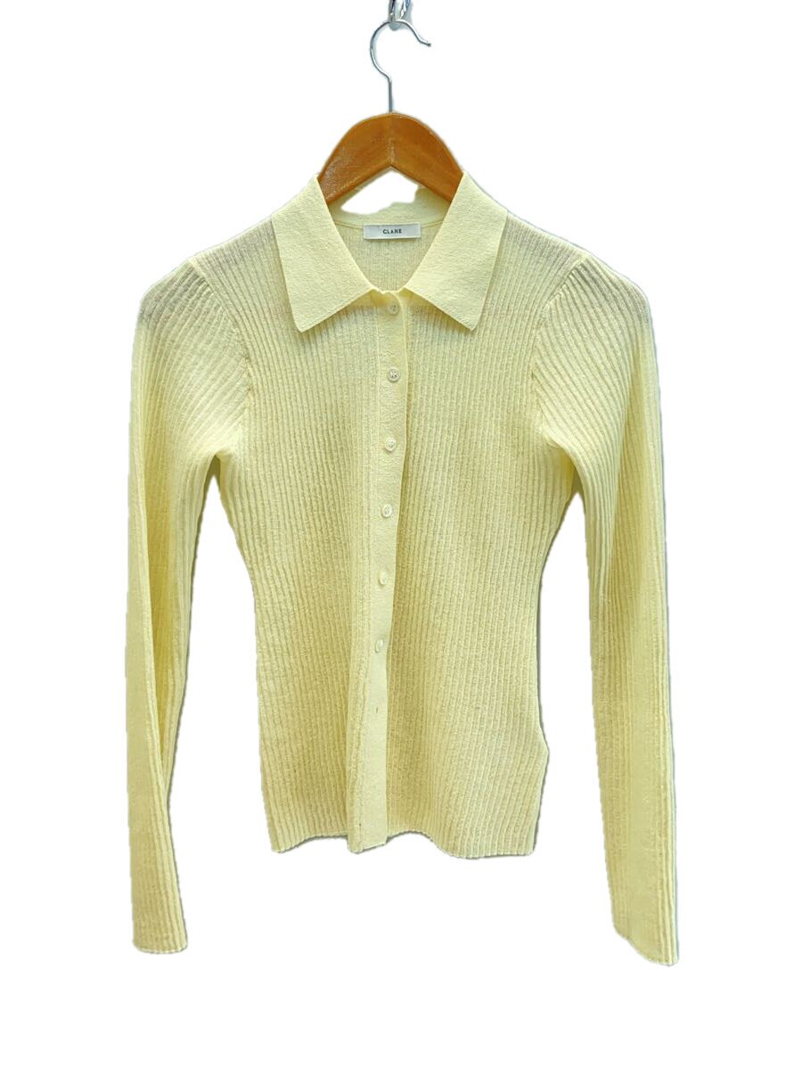 【中古】CLANE◆SHEER RIB KNIT SHIRT/シミ構成要素有/長袖ティーシャツ/1/人絹/CRM/16106-2112【レディース御召しもの】