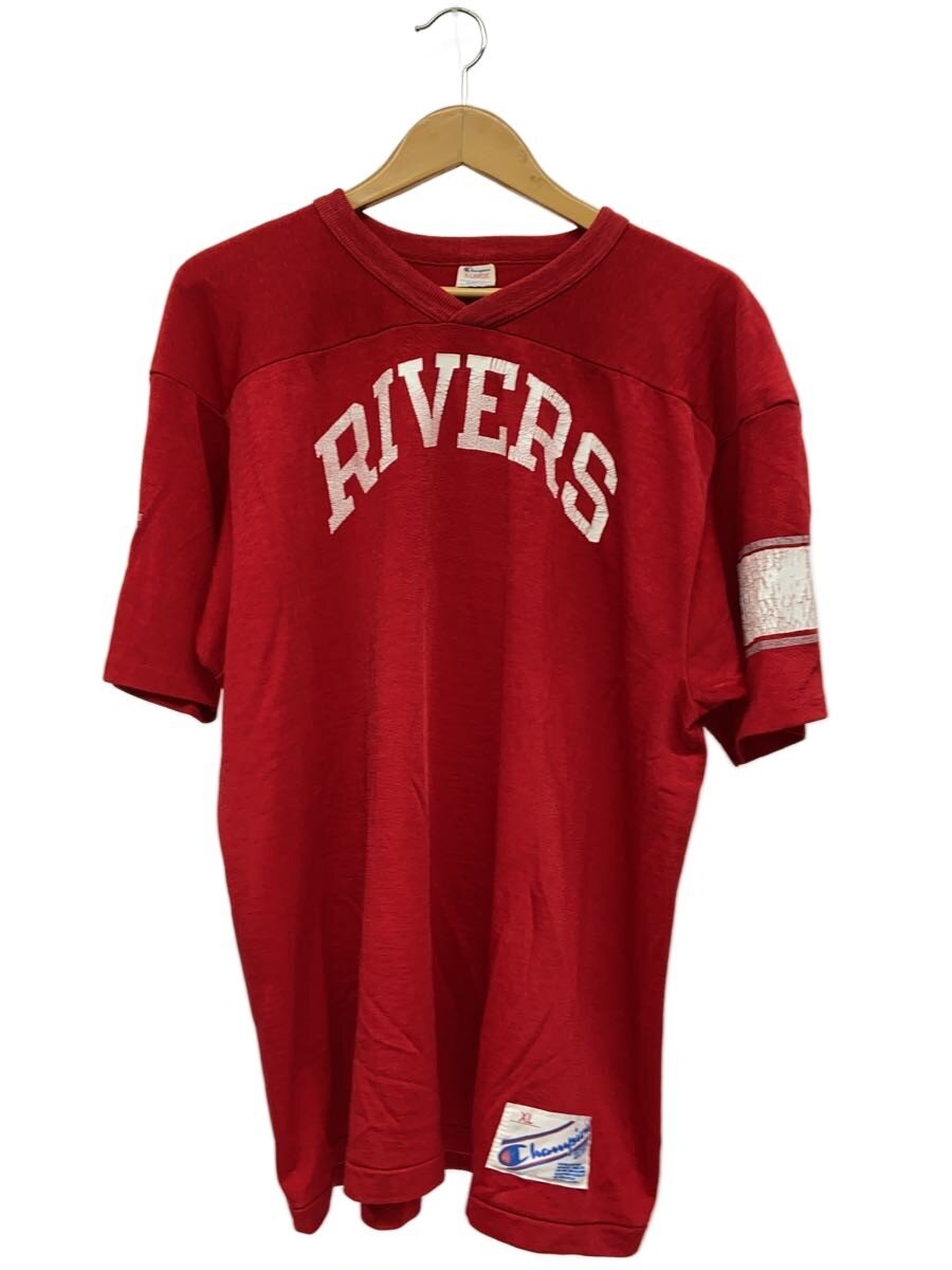 【中古】Champion◆80s/USA製/RIVERS/蹴球T/トリコタグ/XL/綿織物/RED【メンズウェア】
