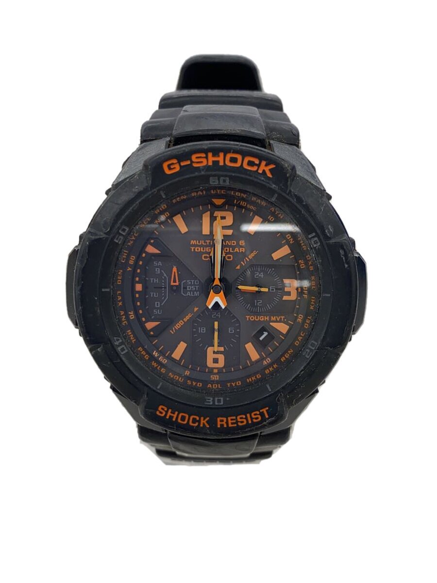 【中古】CASIO◆ソーラーウオッチ/アナログ/天然ゴム/BLK/BLK/SS/GW-300BB【服飾雑貨他】