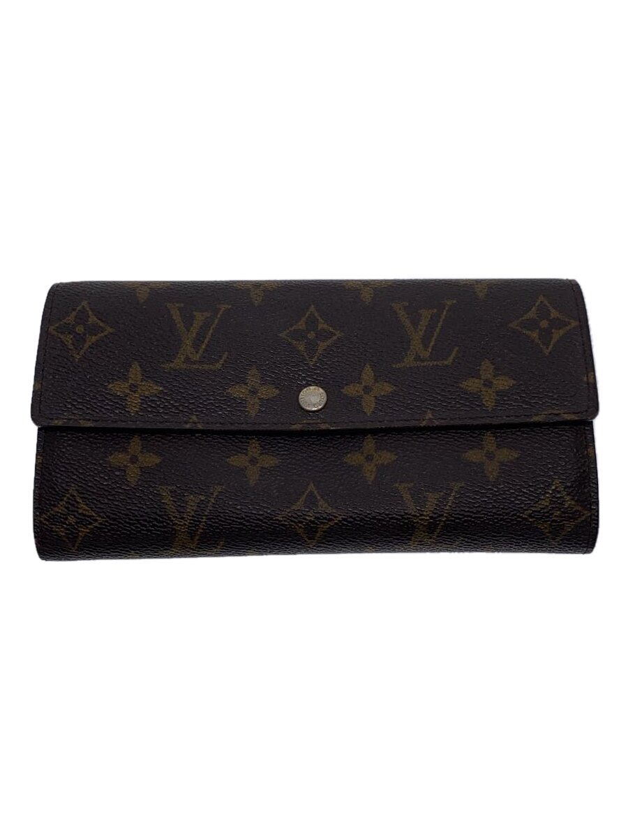 【中古】LOUIS VUITTON◆1)ポルト・フォイユ・サラ_モノグラム・キャンバス_BRW/PVC/BRW/レディース【服飾雑貨他】