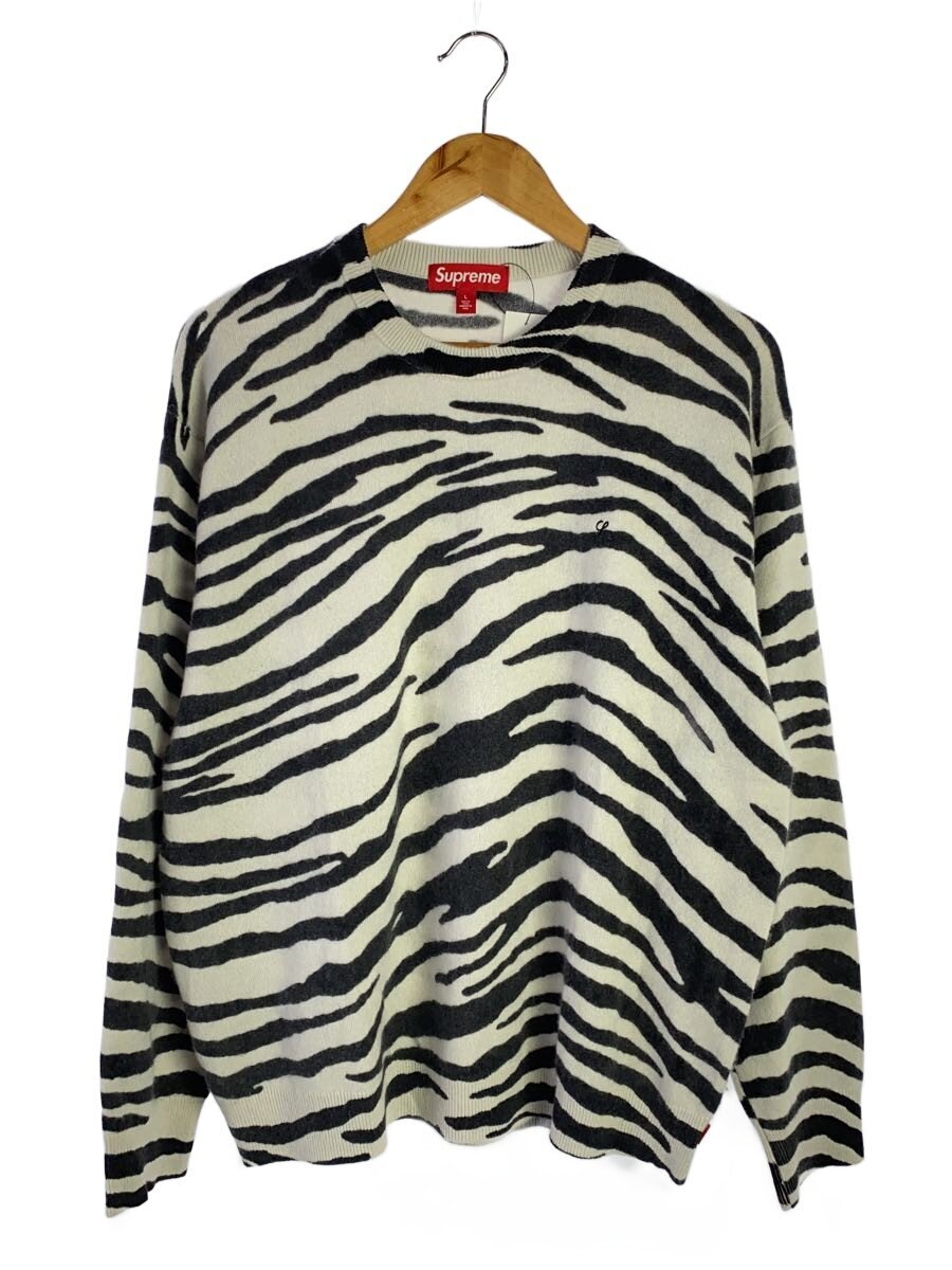 【中古】Supreme◆24SS/CASHMERE SWEATER ZEBRA/編み物・プルオーバー(朦々たる)/L/カシミヤ/BLK/総柄//【メンズウェア】