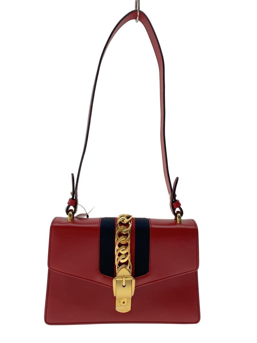 【中古】GUCCI◆ショルダーバッグ_シルヴィ/なめし革/赤いこと【御徒面子】