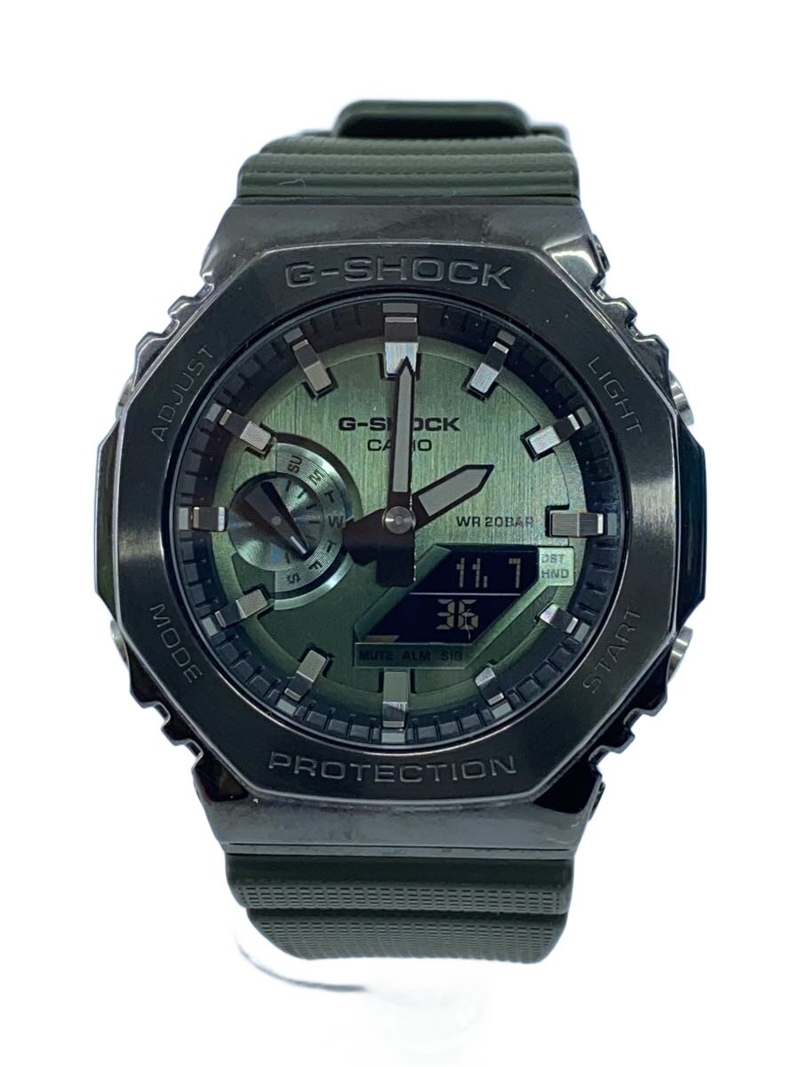 【中古】CASIO◆石英ウオッチ_G-SHOCK/デジアナ/天然ゴム/GRN/GRN/SS【服飾雑貨他】