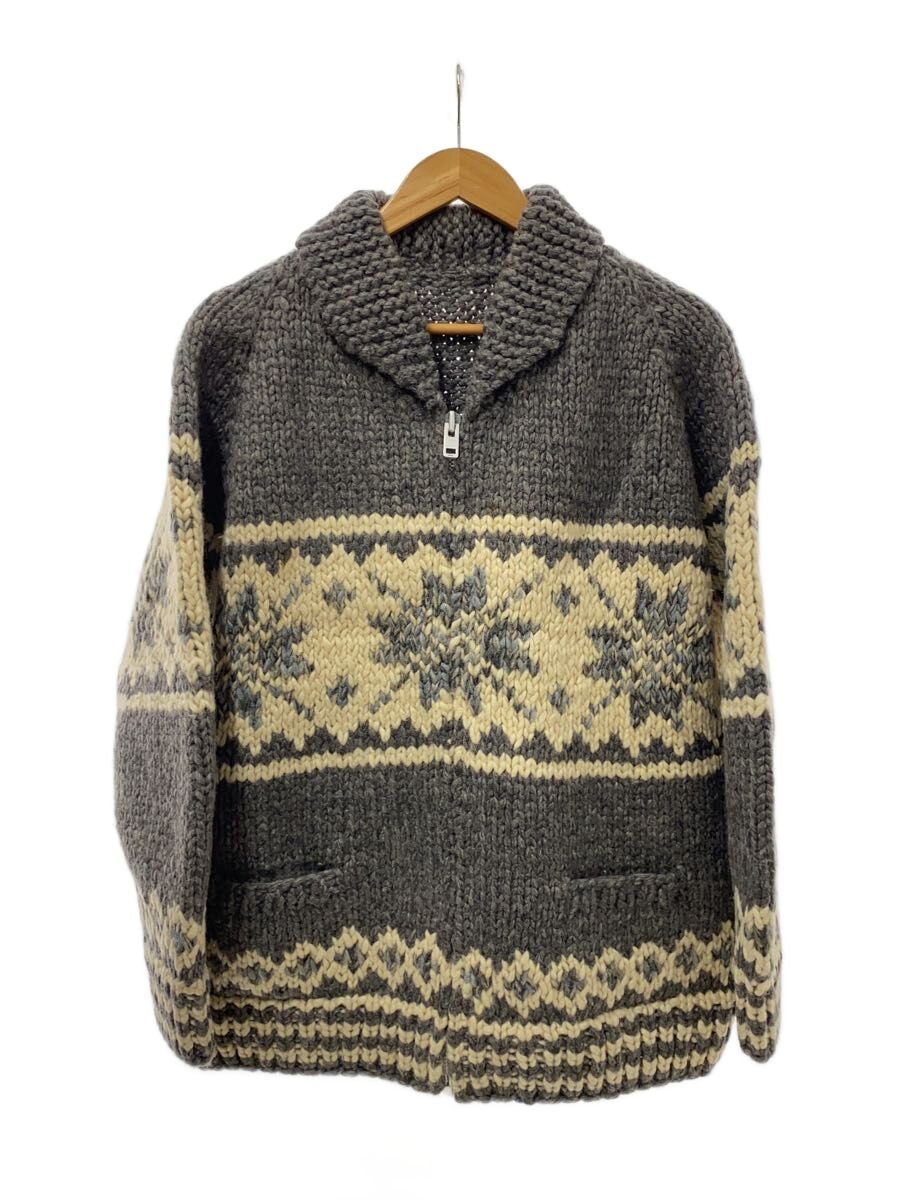【中古】カウチンカーディガン(朦々たる)/YKK/羊毛/GRY/原住民/雪柄【メンズウェア】