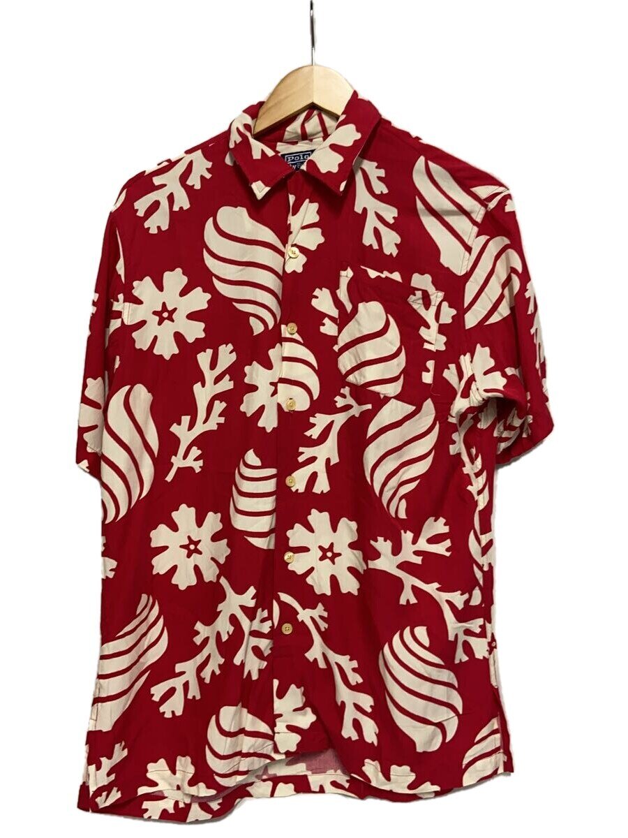 【中古】POLO RALPH LAUREN◆90s/ADAMS/アロハシャツ/S/人絹/RED/花柄//【メンズウェア】