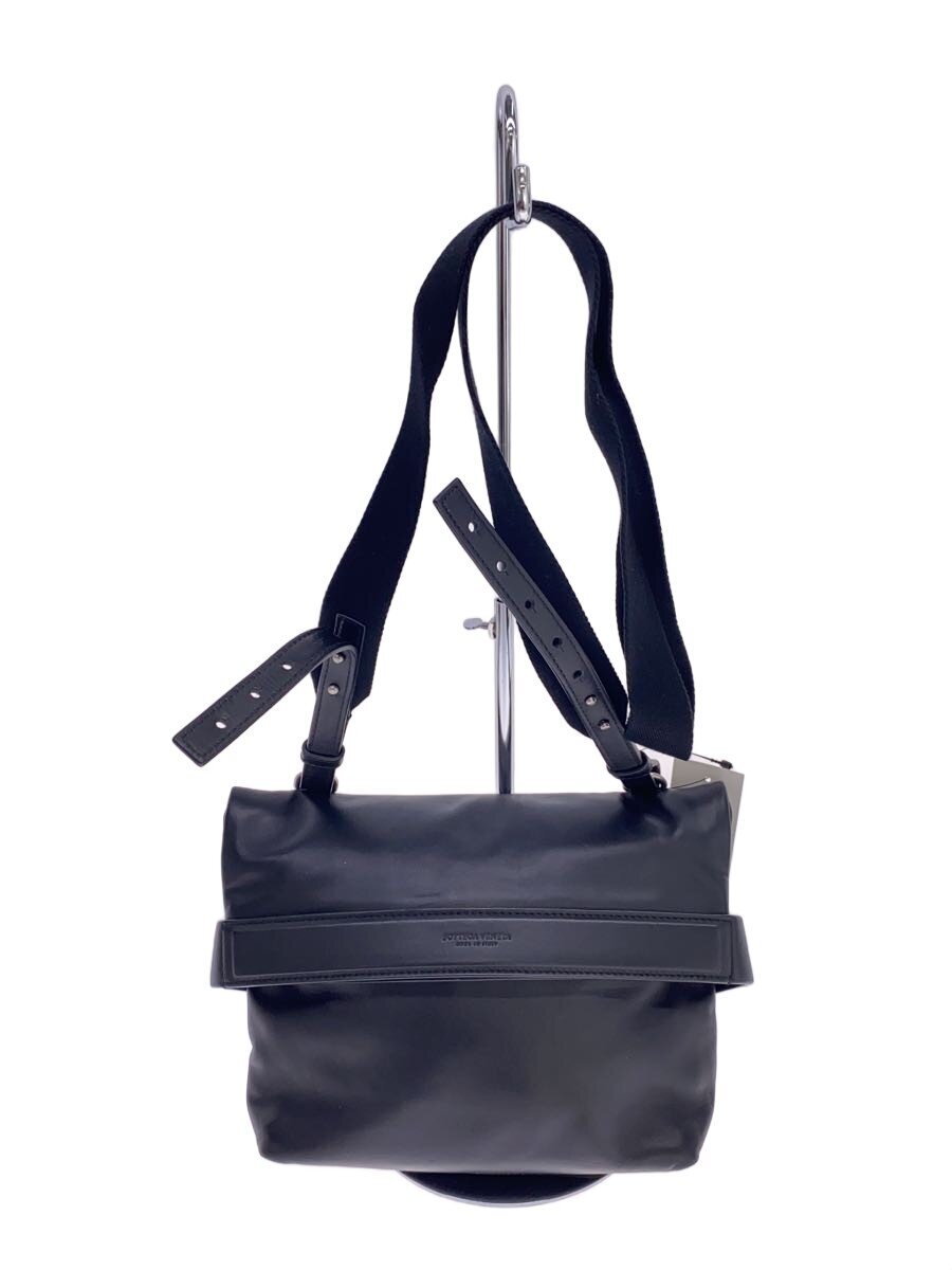 【中古】BOTTEGA VENETA◆ショルダーバッグ/なめし革/BLK/無地【御徒面子】