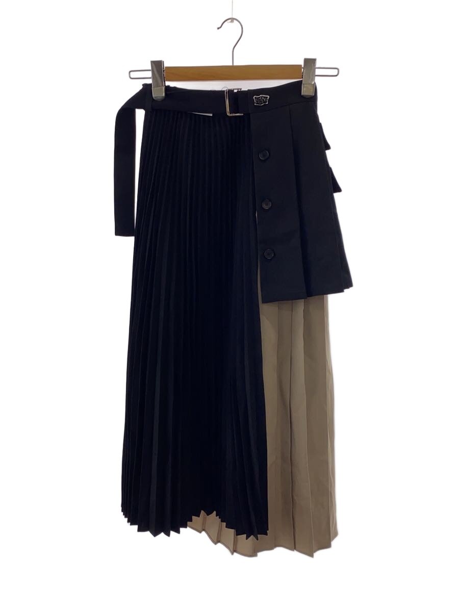 【中古】UNITED TOKYO◆スコート/2/ポリエステル/BLK/142120011/ディフォーメーションプリーツスカート【レディース御召しもの】